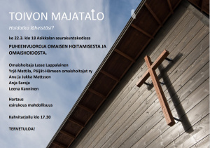 Risti seurakuntakodin seinässä ja tiedot tapahtumasta
