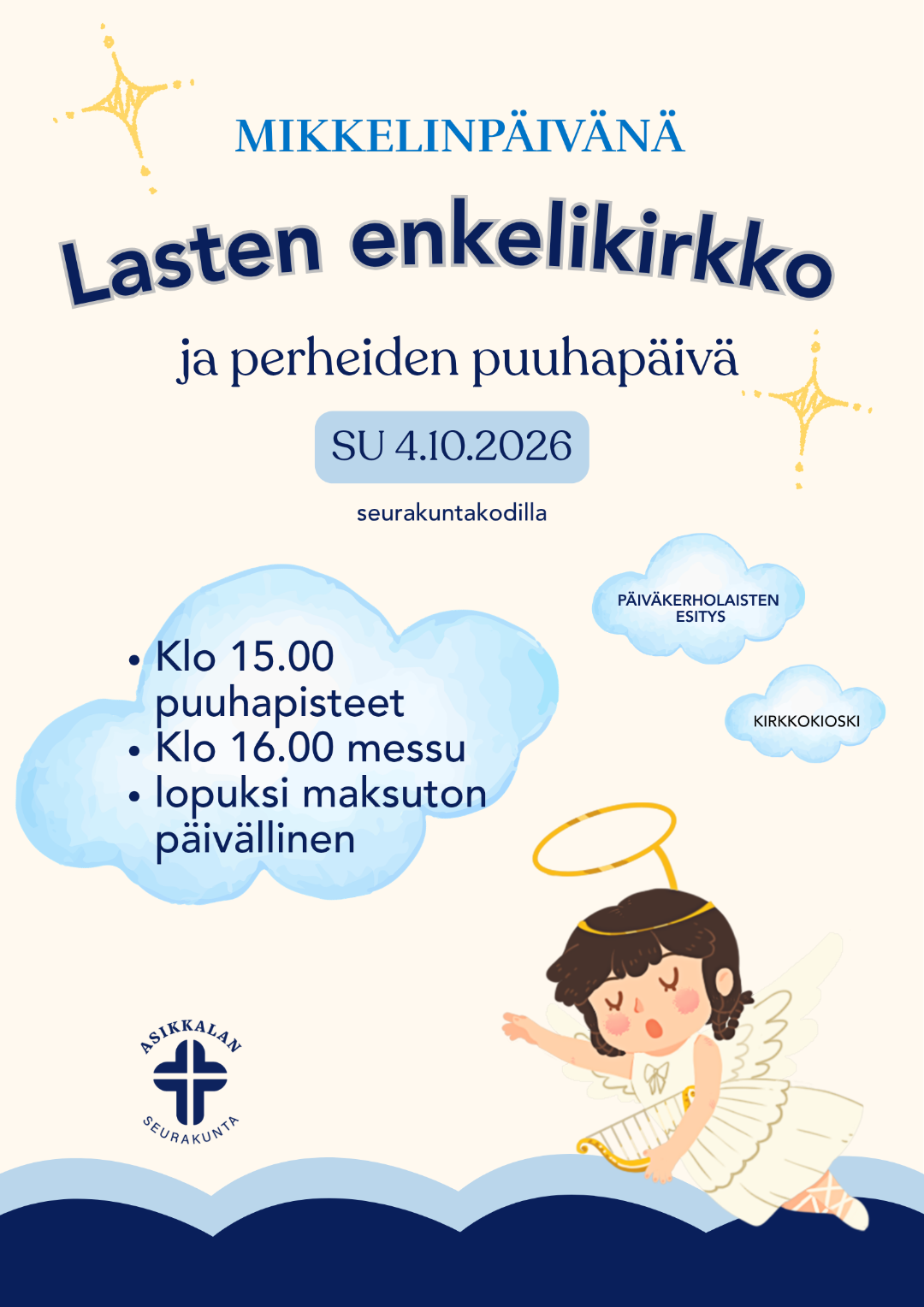 Lasten enkelikirkko su 5.10. klo 15 alkaen